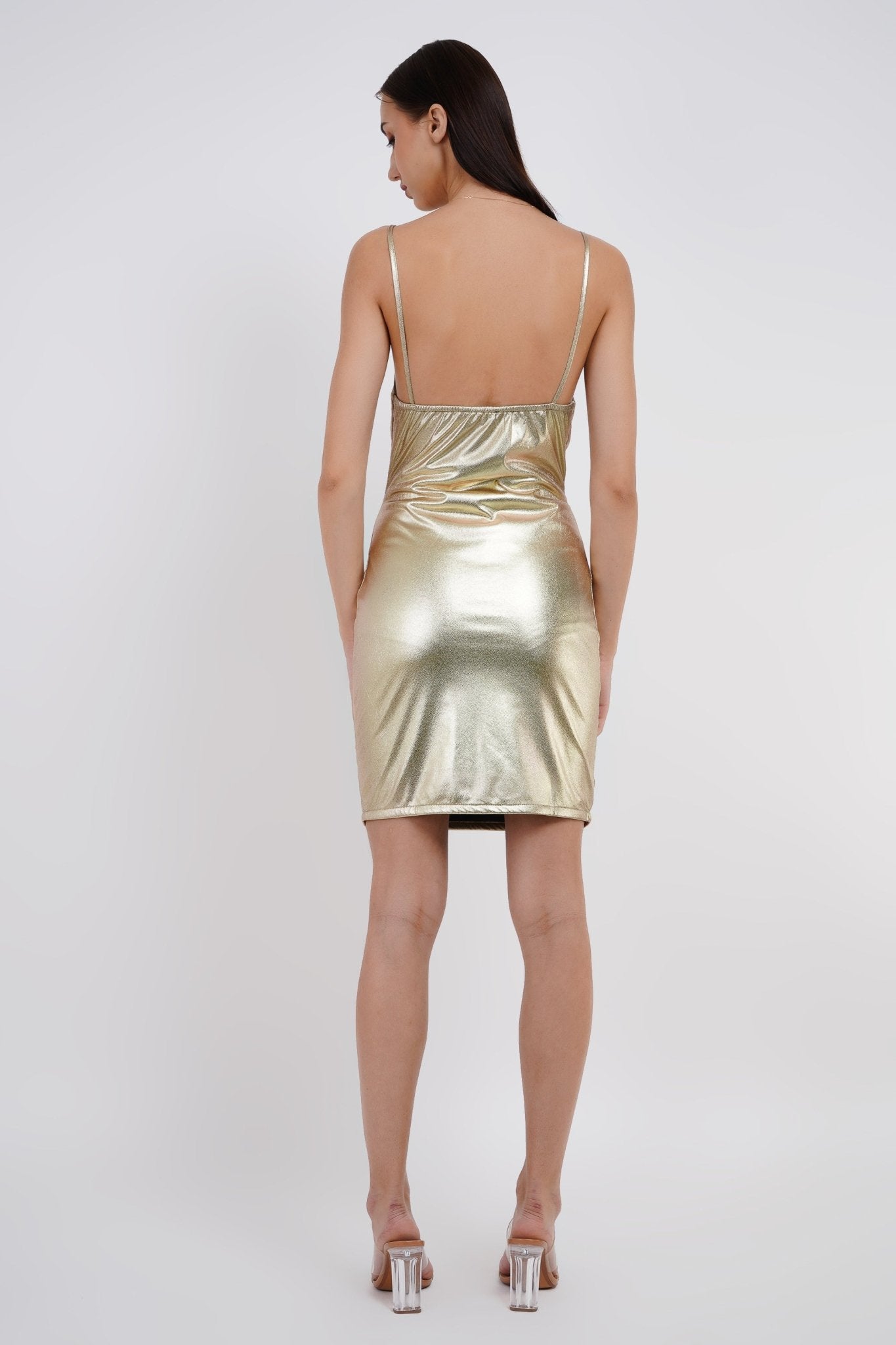 I Ain't Fragile - Champagne Gold Metallic Short Party Dress - Agáapēe