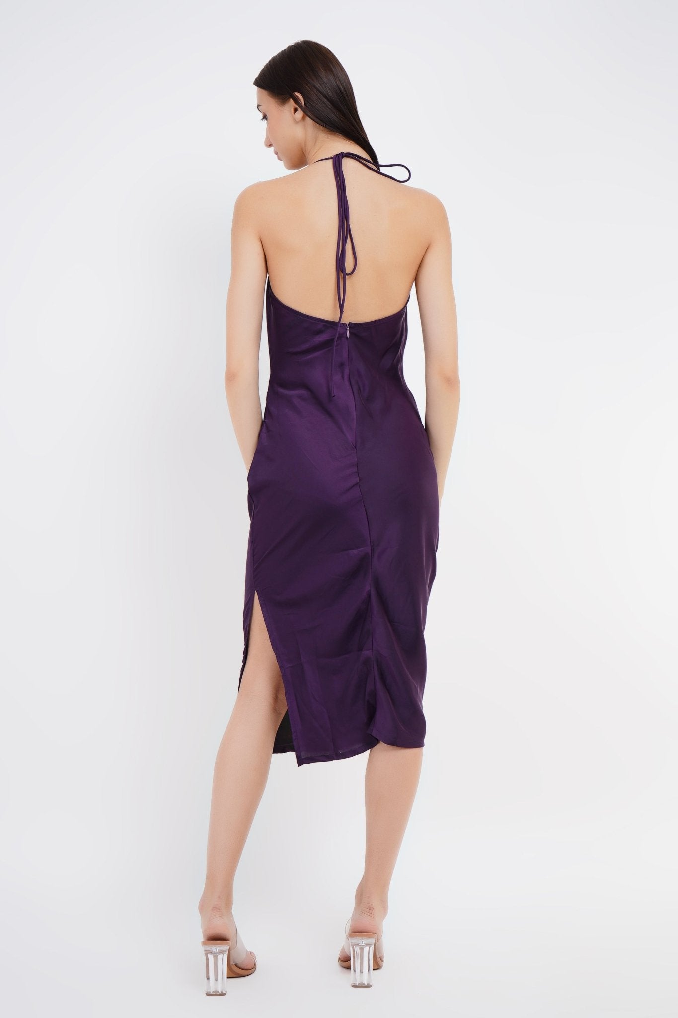 Irresistible Iris - Ultra Violet Silky Satin Strapless Luxe Dress - Agáapēe