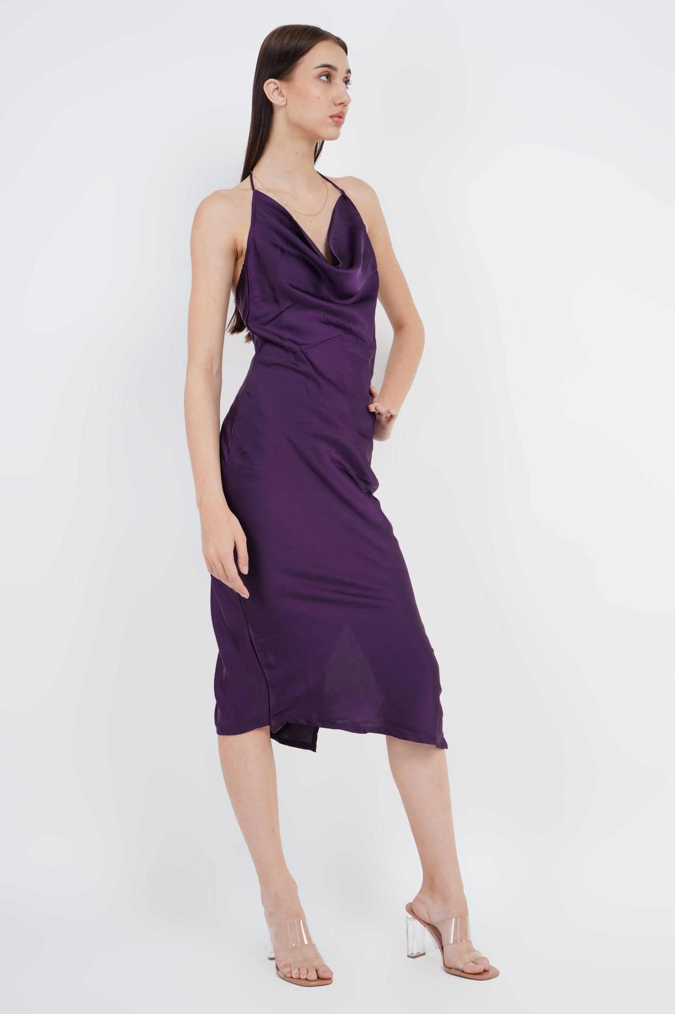 Irresistible Iris - Ultra Violet Silky Satin Strapless Luxe Dress - Agáapēe