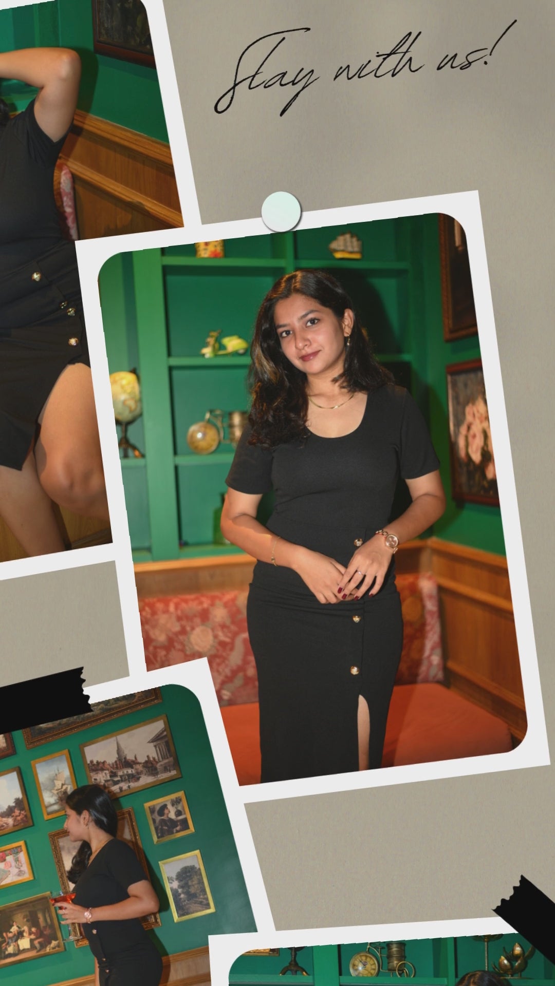 Best Selling Everyday Black Dress with Gold Button Detailing